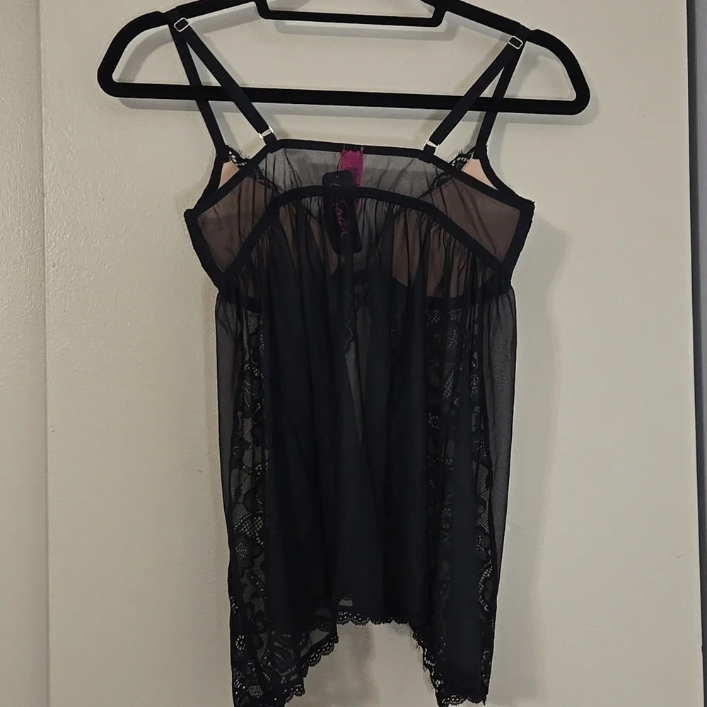 La SENZA Black Lace Chemise with Adjustable Straps Size S/P NWT